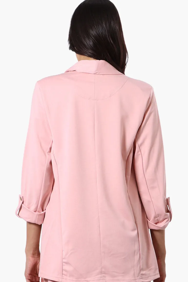 Costa Blanca Roll Up Sleeve Open Blazer - Pink
