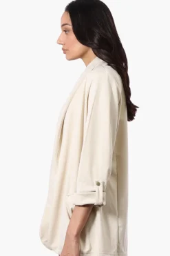 Costa Blanca Roll Up Sleeve Open Blazer - Cream