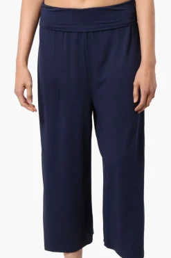 Costa Blanca Solid Fold Over Cropped Pants - Navy