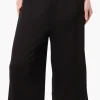 Costa Blanca Solid Fold Over Cropped Pants - Black