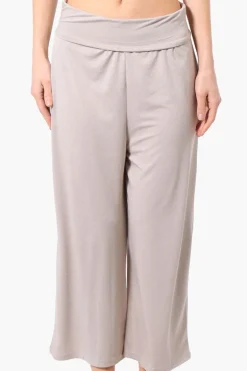 Costa Blanca Solid Fold Over Cropped Pants - Beige