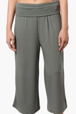 Costa Blanca Solid Fold Over Cropped Pants - Olive
