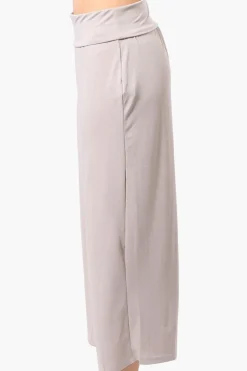 Costa Blanca Solid Fold Over Cropped Pants - Beige