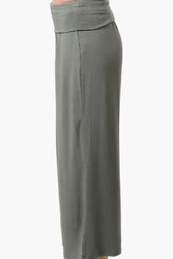 Costa Blanca Solid Fold Over Cropped Pants - Olive