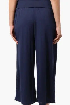 Costa Blanca Solid Fold Over Cropped Pants - Navy