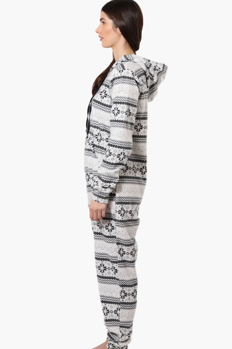 Cuddly Canuckies Hooded Festive Pattern Onesie - White