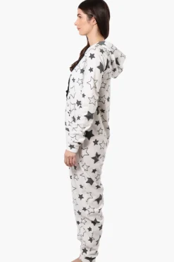Cuddly Canuckies Hooded Star Pattern Onesie - White
