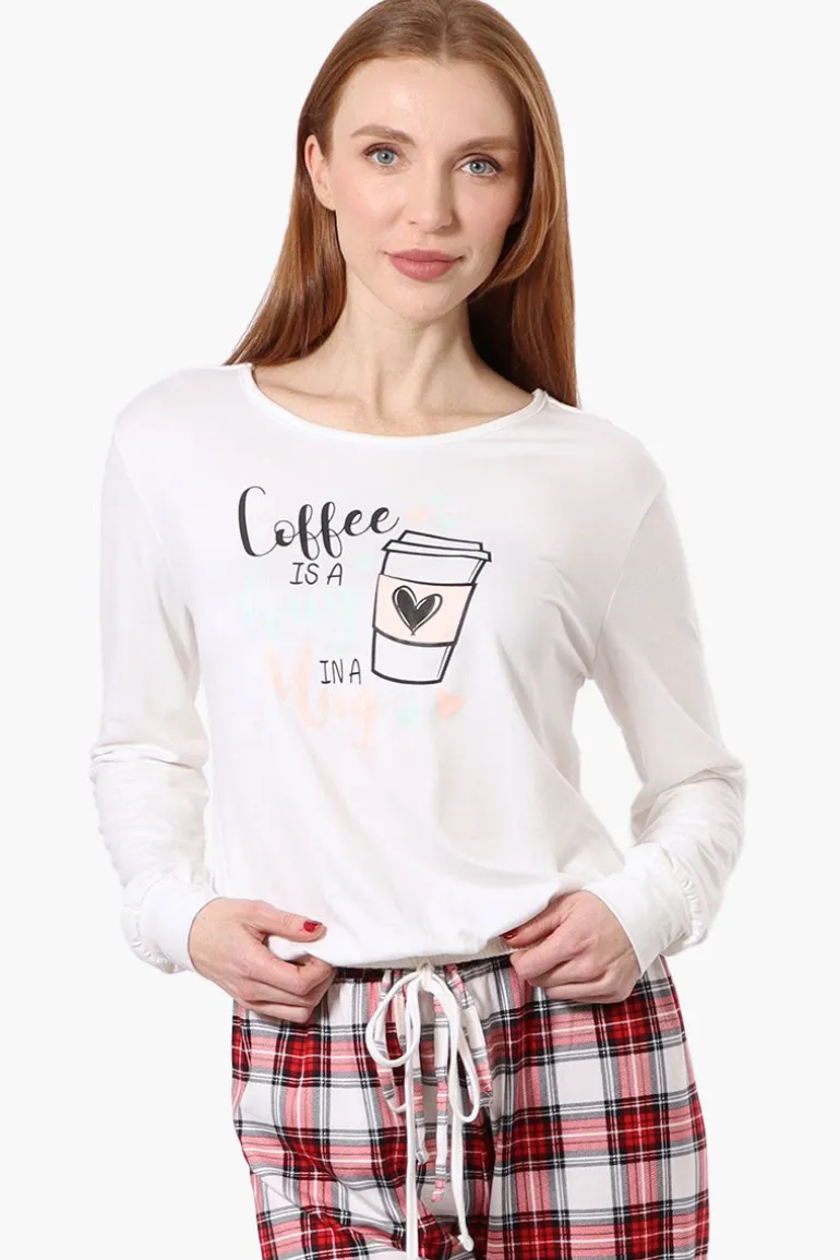 Cuddly Canuckies Ladybug Print Pajama Top - White