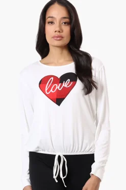 Cuddly Canuckies Love Print Pajama Top - White