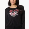 Cuddly Canuckies Love to Sleep Print Pajama Top - Black