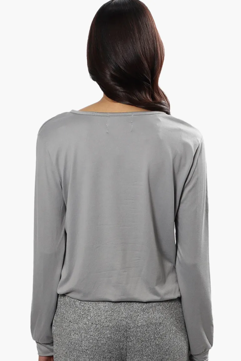 Cuddly Canuckies Martini Print Pajama Top - Grey