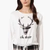 Cuddly Canuckies Oh Deer Print Pajama Top - White