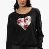 Cuddly Canuckies Plaid Love Print Pajama Top - Black