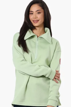 Fahrenheit Basic 1/4 Zip Pullover Sweater - Green
