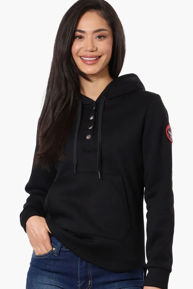 Fahrenheit Basic Henley Hoodie - Black