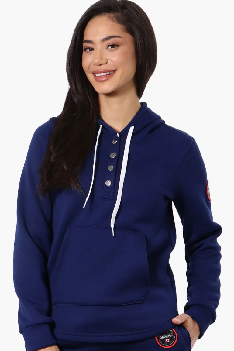 Fahrenheit Basic Henley Hoodie - Navy