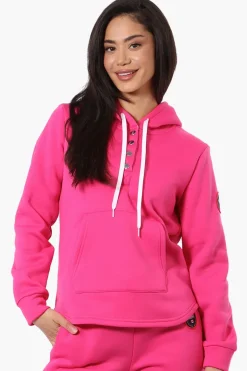 Fahrenheit Basic Henley Hoodie - Pink