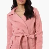 Fahrenheit Belted Double Breasted Lightweight Jacket - Pink