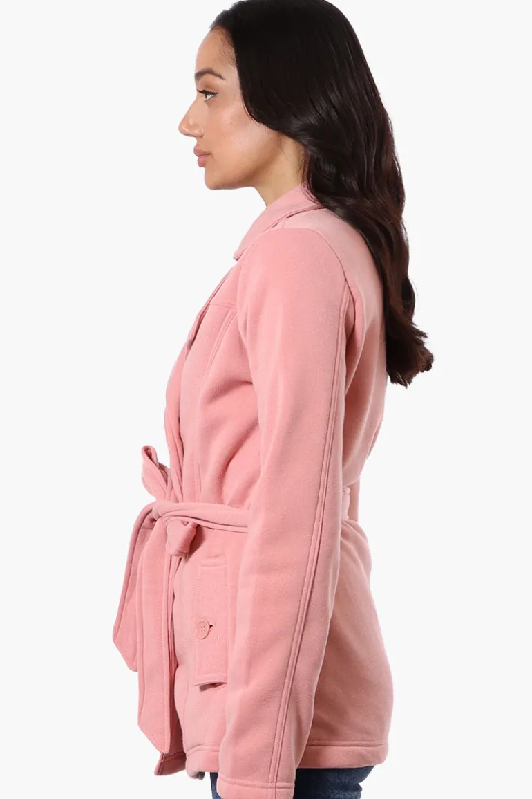 Fahrenheit Belted Double Breasted Lightweight Jacket - Pink
