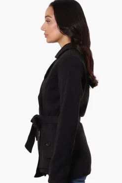 Fahrenheit Belted Double Breasted Lightweight Jacket - Black