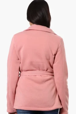 Fahrenheit Belted Double Breasted Lightweight Jacket - Pink