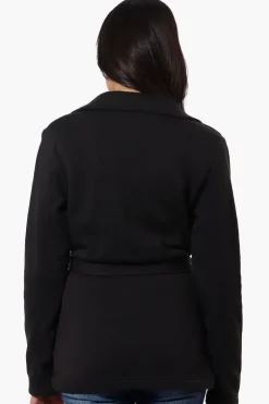 Fahrenheit Belted Double Breasted Lightweight Jacket - Black