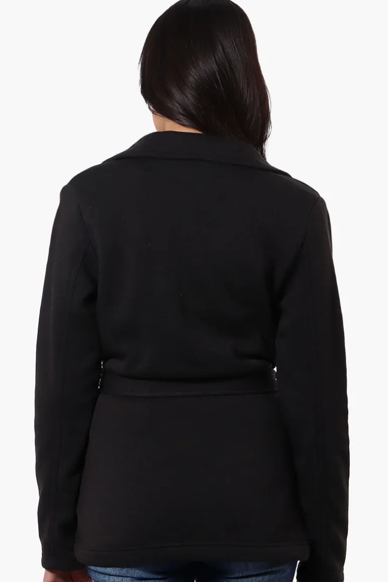 Fahrenheit Belted Double Breasted Lightweight Jacket - Black