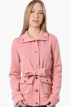 Fahrenheit Belted Fleece Lightweight Jacket - Pink