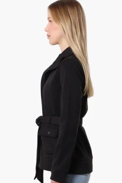 Fahrenheit Belted Fleece Lightweight Jacket - Black