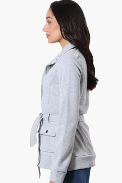 Fahrenheit Belted Fleece Lightweight Jacket - Grey