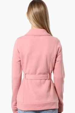 Fahrenheit Belted Fleece Lightweight Jacket - Pink