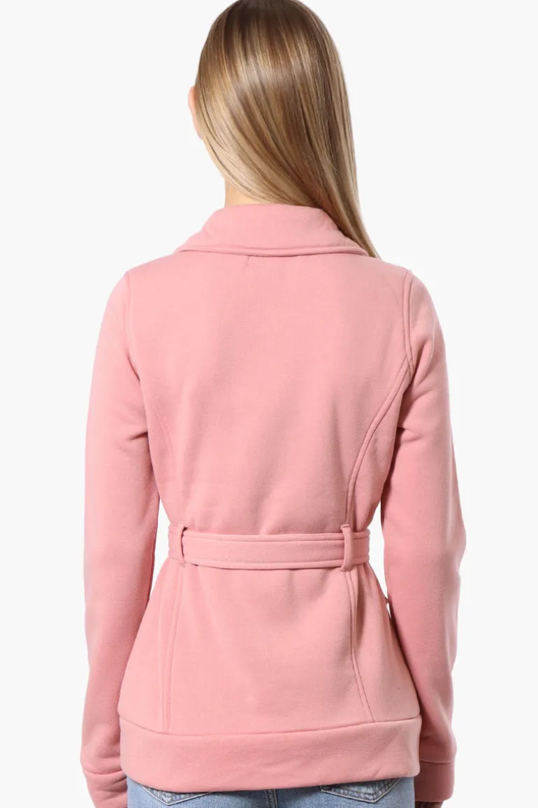 Fahrenheit Belted Fleece Lightweight Jacket - Pink