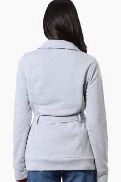 Fahrenheit Belted Fleece Lightweight Jacket - Grey