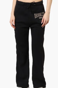 Fahrenheit Brooklyn Print Fleece Sweatpants - Black