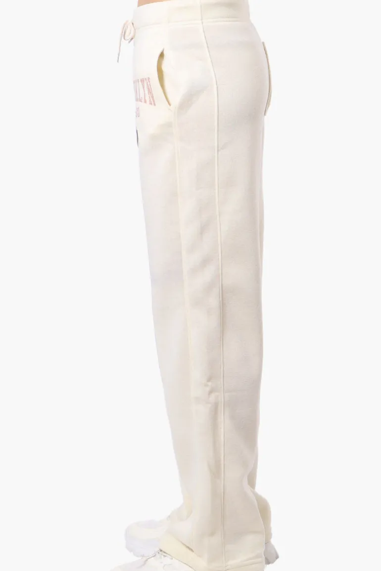 Fahrenheit Brooklyn Print Fleece Sweatpants - Cream