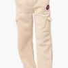 Fahrenheit Fleece Tie Waist Cargo Sweatpants - Cream
