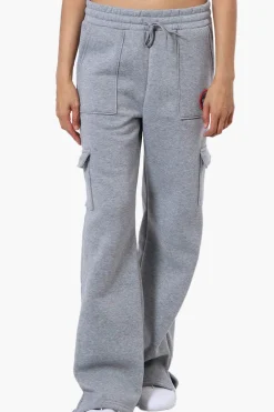 Fahrenheit Fleece Tie Waist Cargo Sweatpants - Grey