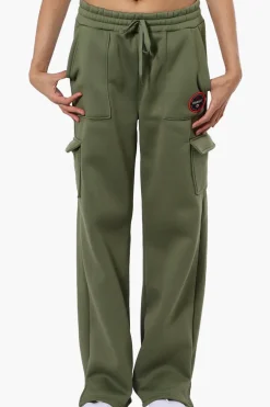 Fahrenheit Fleece Tie Waist Cargo Sweatpants - Olive