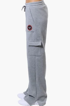 Fahrenheit Fleece Tie Waist Cargo Sweatpants - Grey