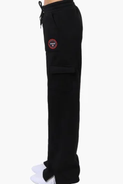 Fahrenheit Fleece Tie Waist Cargo Sweatpants - Black