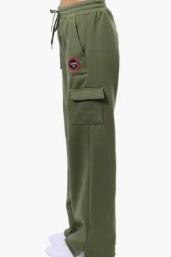 Fahrenheit Fleece Tie Waist Cargo Sweatpants - Olive