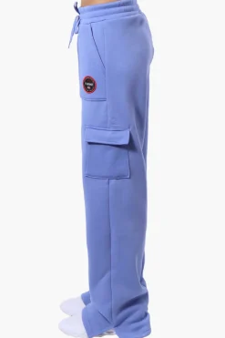 Fahrenheit Fleece Tie Waist Cargo Sweatpants - Blue