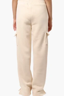 Fahrenheit Fleece Tie Waist Cargo Sweatpants - Cream