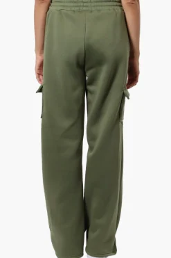 Fahrenheit Fleece Tie Waist Cargo Sweatpants - Olive