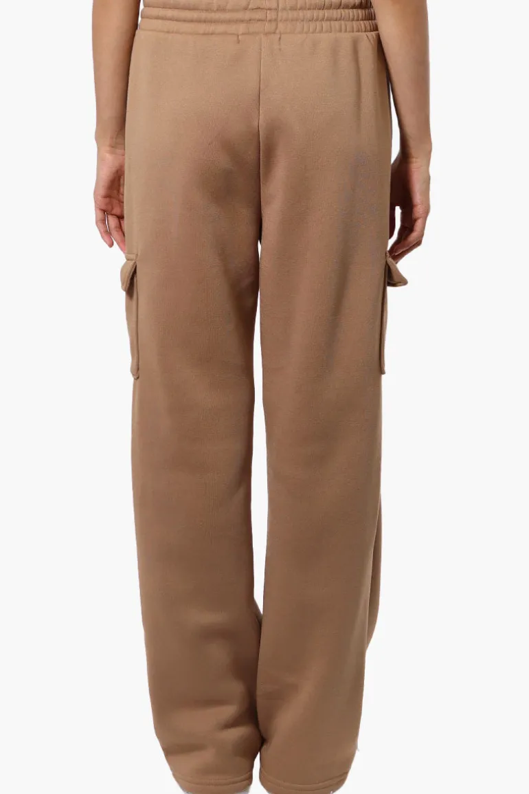 Fahrenheit Fleece Wide Leg Cargo Sweatpants - Camel