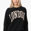 Fahrenheit London Print Fleece Crewneck Sweatshirt - Black