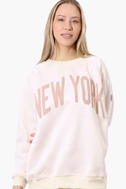 Fahrenheit London Print Fleece Crewneck Sweatshirt - Cream