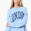 Fahrenheit London Print Fleece Crewneck Sweatshirt - Blue
