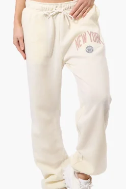 Fahrenheit London Print Fleece Joggers - Cream