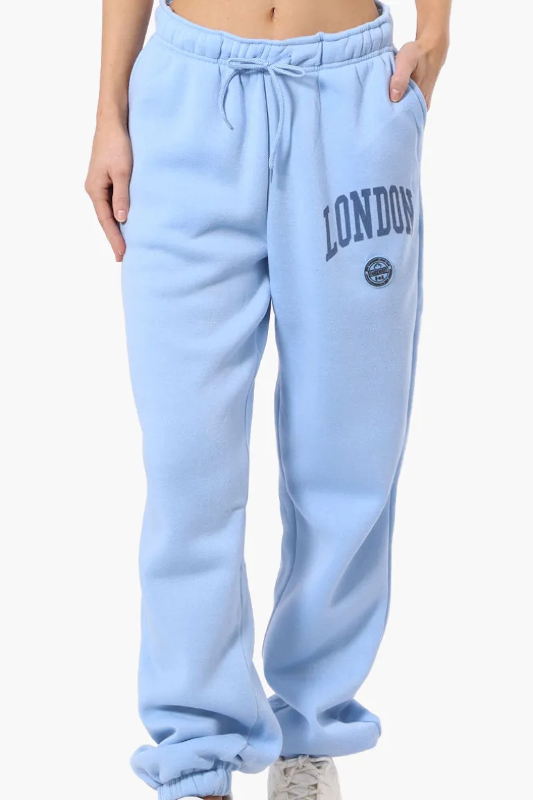 Fahrenheit London Print Fleece Joggers - Blue
